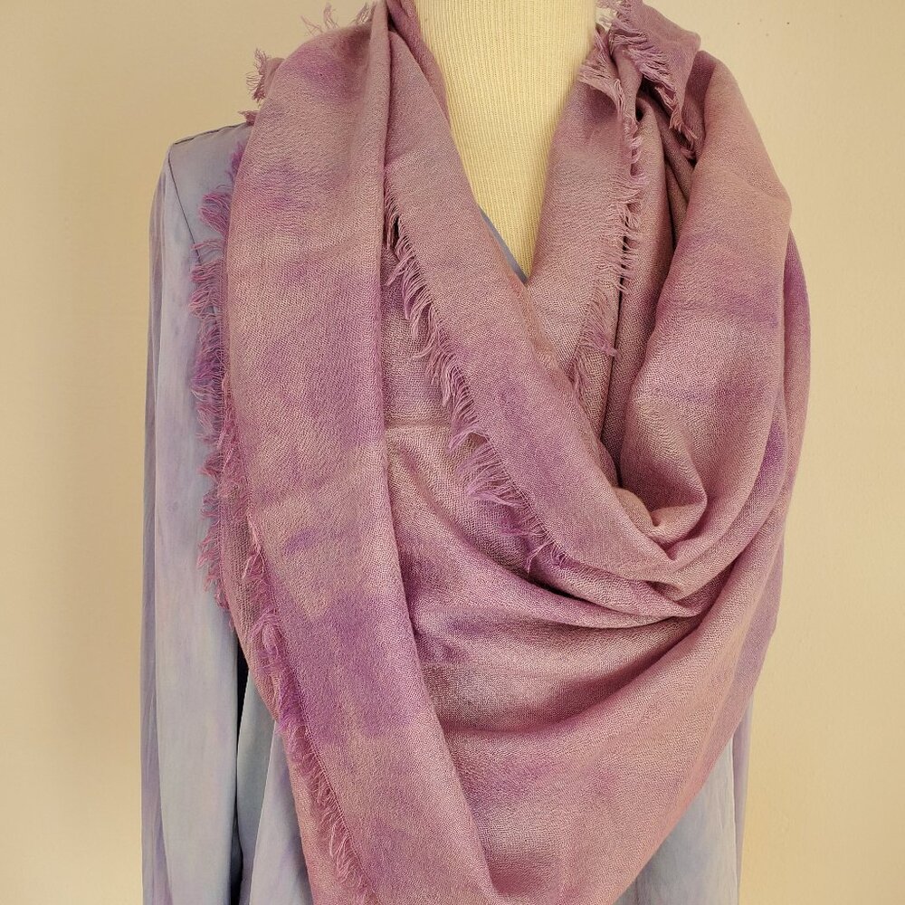 NEW silk cashmere oversized Scarf Wrap shawl dyed purple loro lavender pink nude